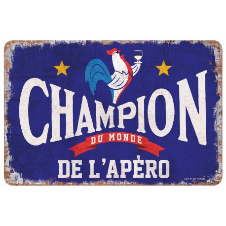 Plaque vintage "Champion de l'apéro"