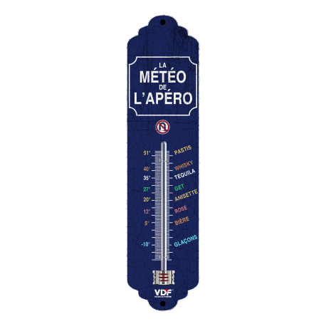 Thermomètre Vintage en métal " METEO APERO"