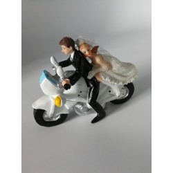 Figurine thème mariage : "Couple en moto"