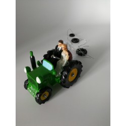 Figurine thème mariage : "Couple sur tracteur"