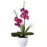 Lampe LED orchidée rouge dans pot rond