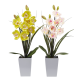 Lampe LED orchidée blanche dans grand pot