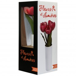 Lampe LED tulipe rouge dans vase
