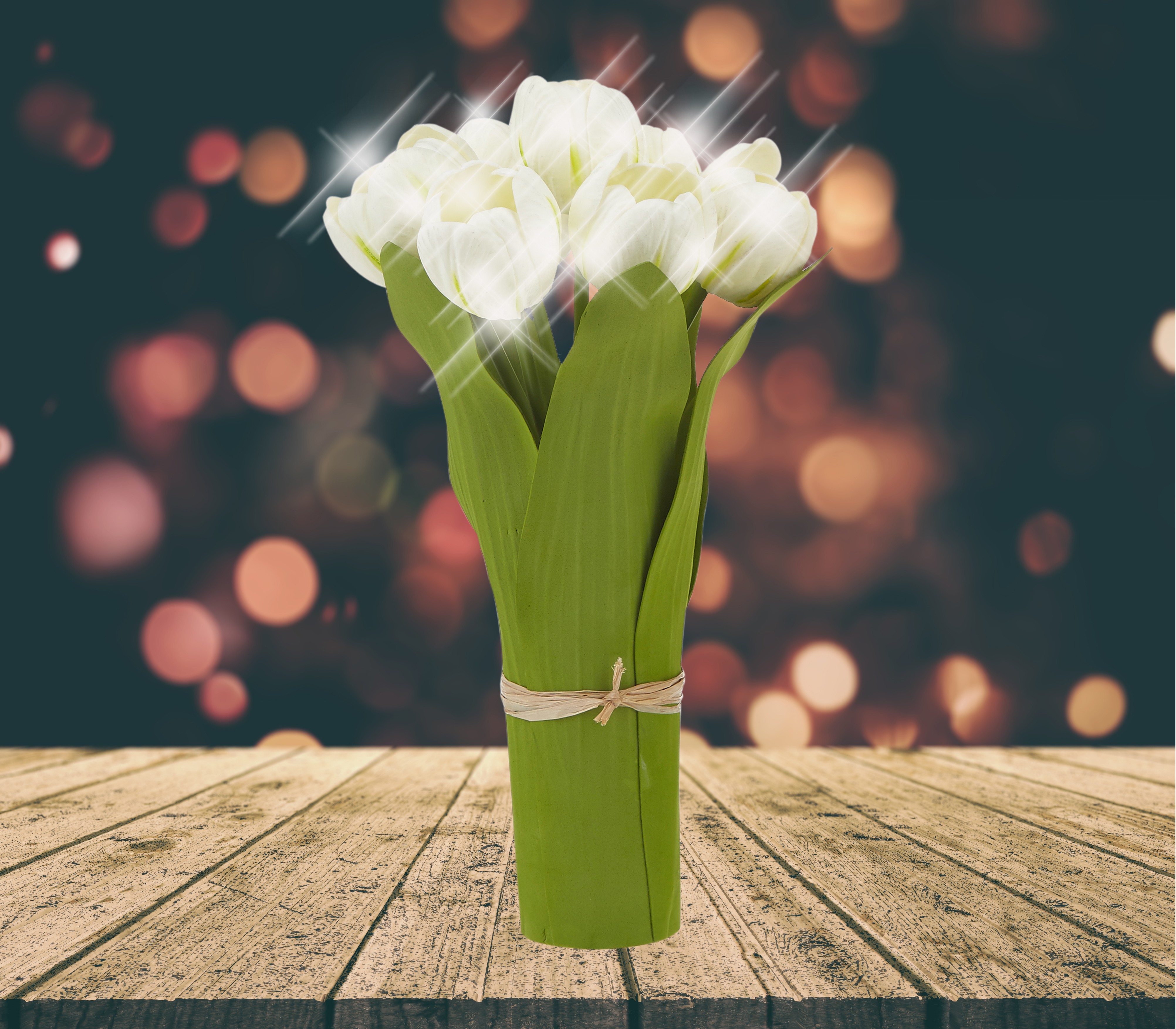 Lampe LED Bouquet de tulipes blanches