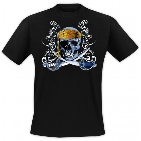 T-Shirt Tête de mort sabres - Noir